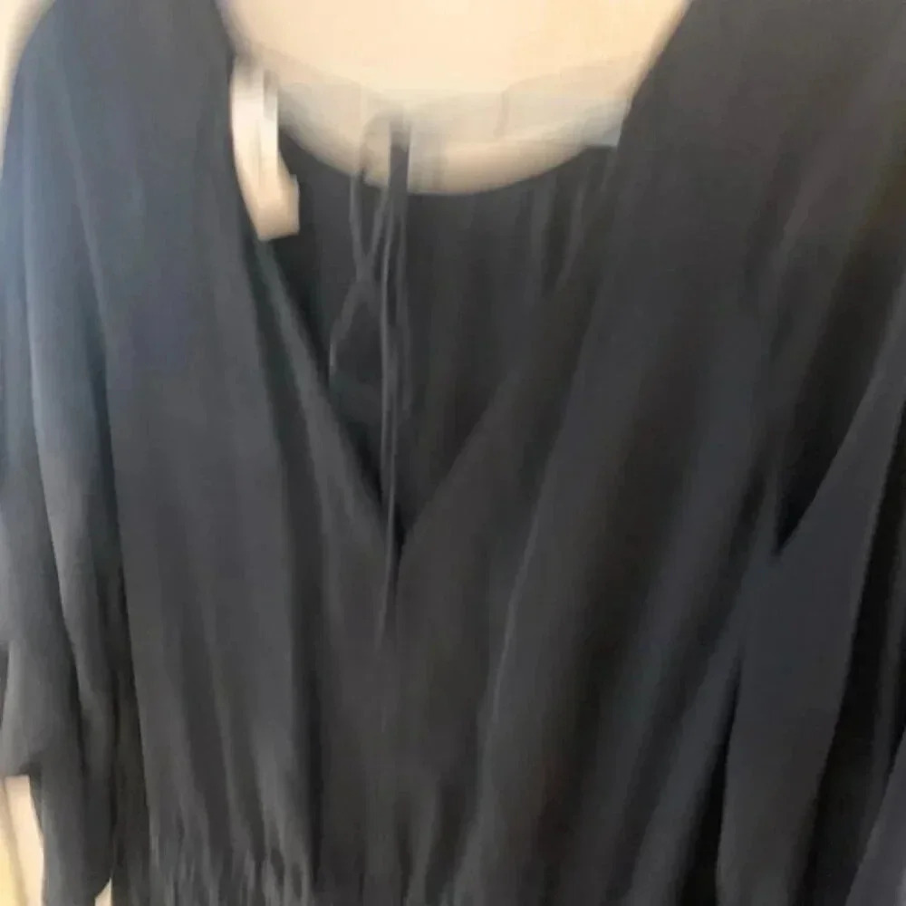 A.L.C. Cannon Draped-sleeves Silk Mini Dress In Midnight 10 - Picture 10 of 14